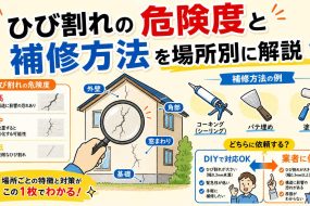 ひび割れの危険度と補修方法を場所別に解説