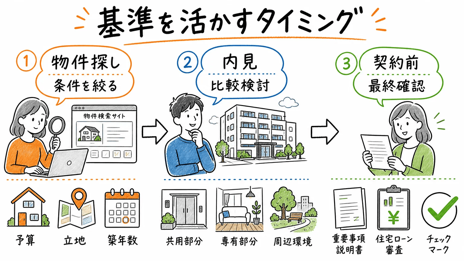 購入までの流れの中で基準を活かすタイミング
